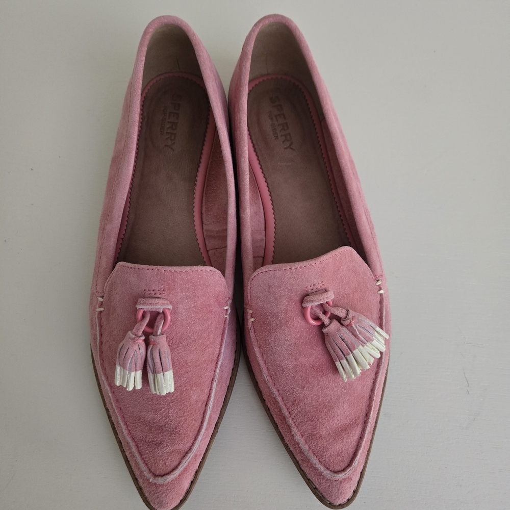 Sperry Pink Suede Tassel Loafers